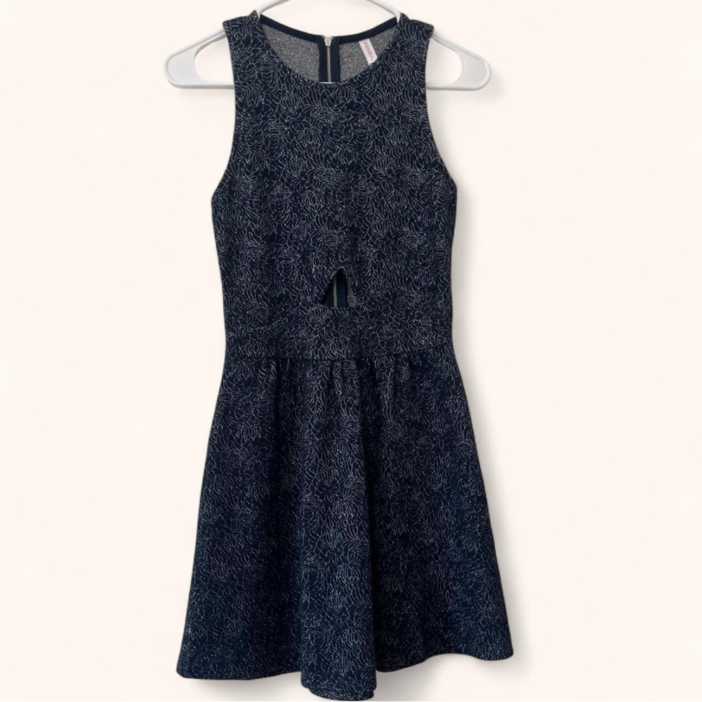 Women’s Small Xhilaration Grunge Celestial Navy Metallic Fit Flare Skater Dress